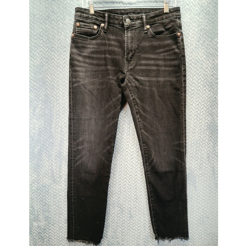 American Eagle Airflex+ Real Good Slim Jeans Black Raw Hem 29x32 Mens